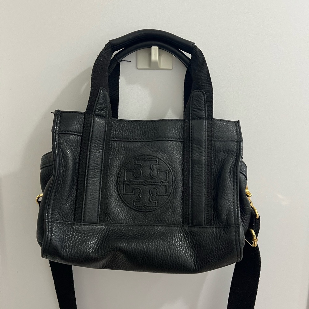 Tory Burch Black and Cream Leather Handbag